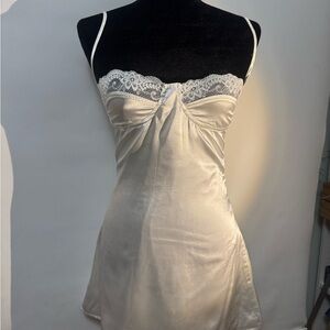 Source Unknown White Satin Midi Dress